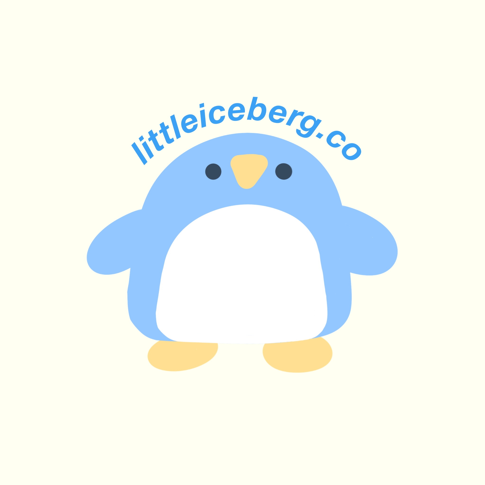 blue penguin with littleiceberg.co on top of it