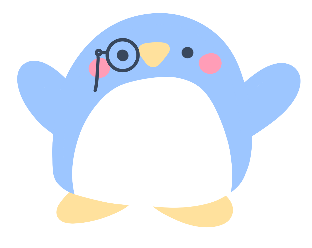 blue penguin with monocle